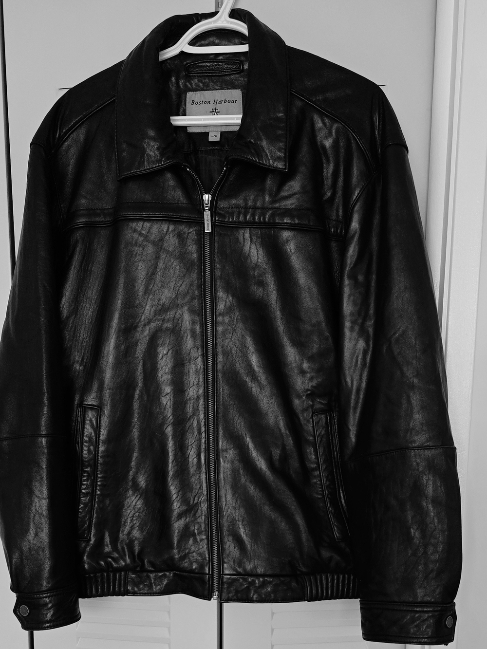 Boston Harbour Men's Black Lambskin Leather Jacket - Size L